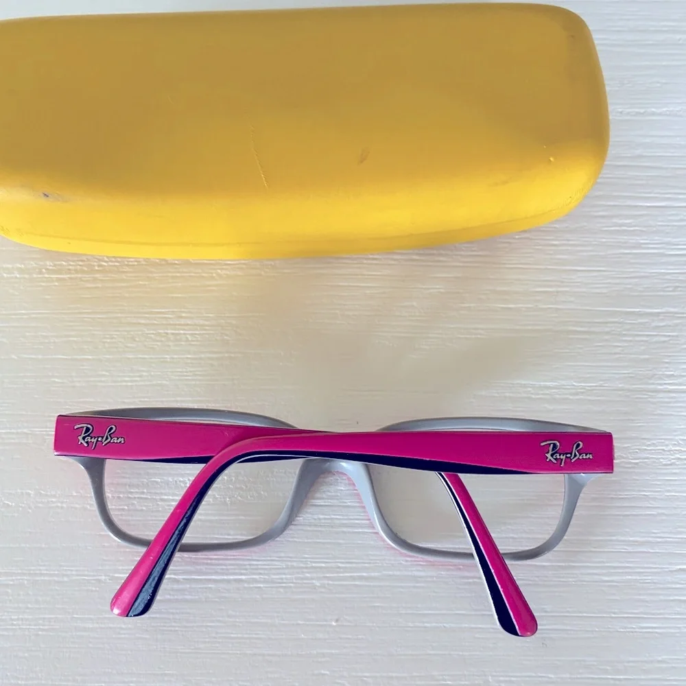 Ray-Ban RB1527 3575 Kids Eyeglasses Frames Grey Pink Rectangular W/ Case
